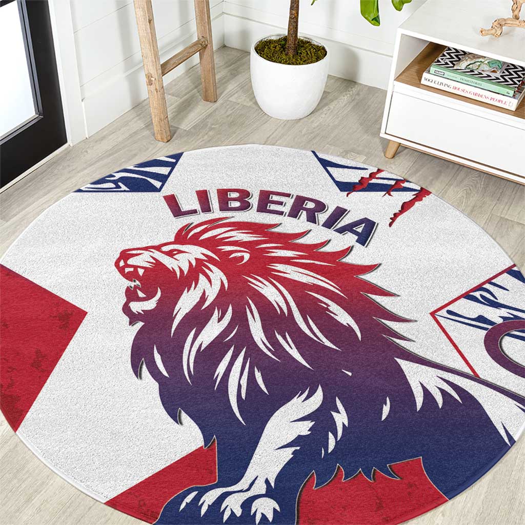 Liberia Lion Round Carpet Grunge Style