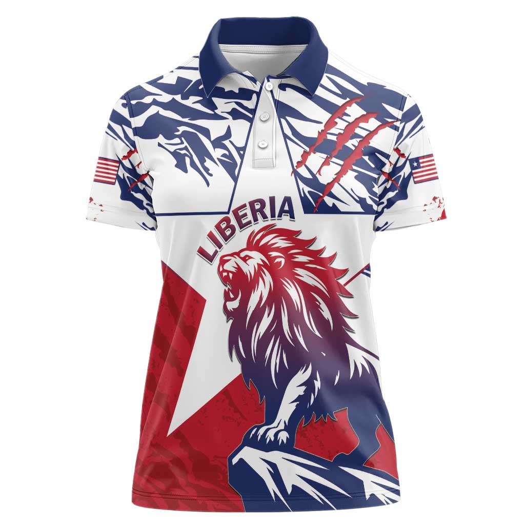 Personalised Liberia Lion Women Polo Shirt Grunge Style - Wonder Print Shop