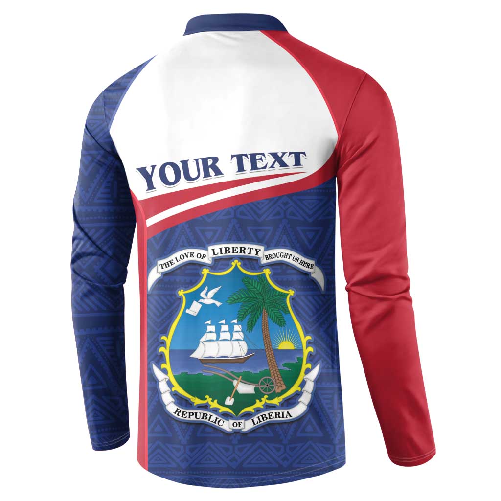 Back view raglan button sweatshirt in blue and burgundy with 'YOUR TEXT' and crest