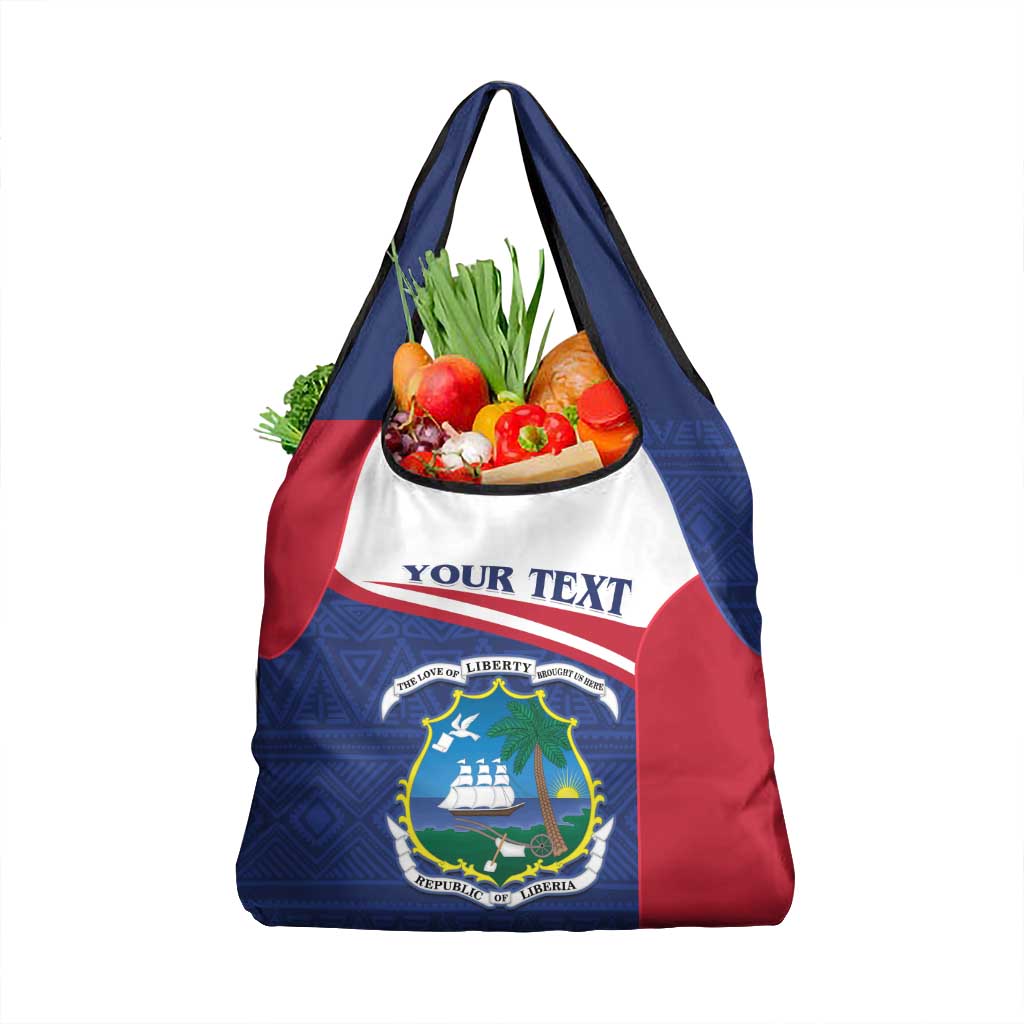 Personalised Liberia Grocery Bag Coat Of Arms - African Pattern