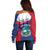 Personalised Liberia Off Shoulder Sweater Coat Of Arms - African Pattern - Wonder Print Shop