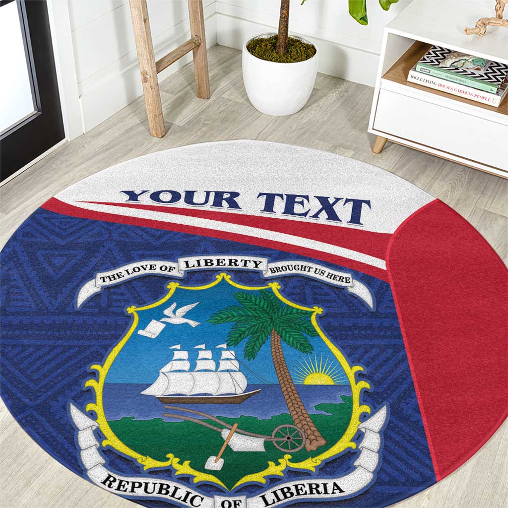 Personalised Liberia Round Carpet Coat Of Arms - African Pattern