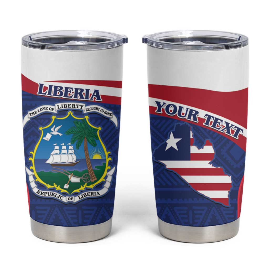 Personalised Liberia Tumbler Cup Coat Of Arms - African Pattern - Wonder Print Shop