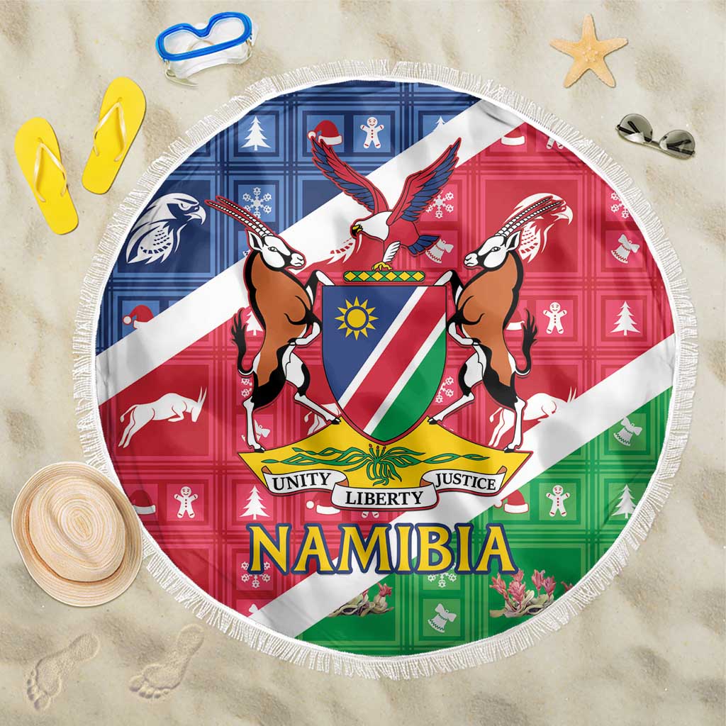 Namibia Christmas Beach Blanket Coat Of Arms Frohe Weihnachten - Wonder Print Shop