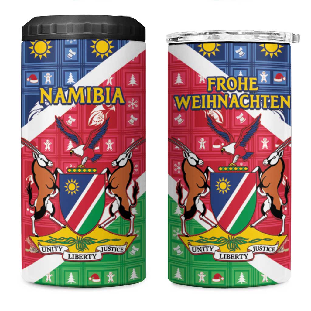 Namibia Christmas 4 in 1 Can Cooler Tumbler Coat Of Arms Frohe Weihnachten - Wonder Print Shop