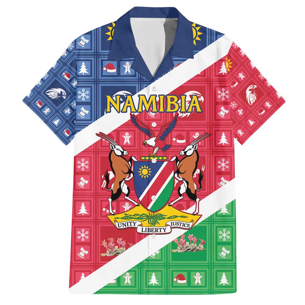 Namibia Christmas Hawaiian Shirt Coat Of Arms Frohe Weihnachten - Wonder Print Shop