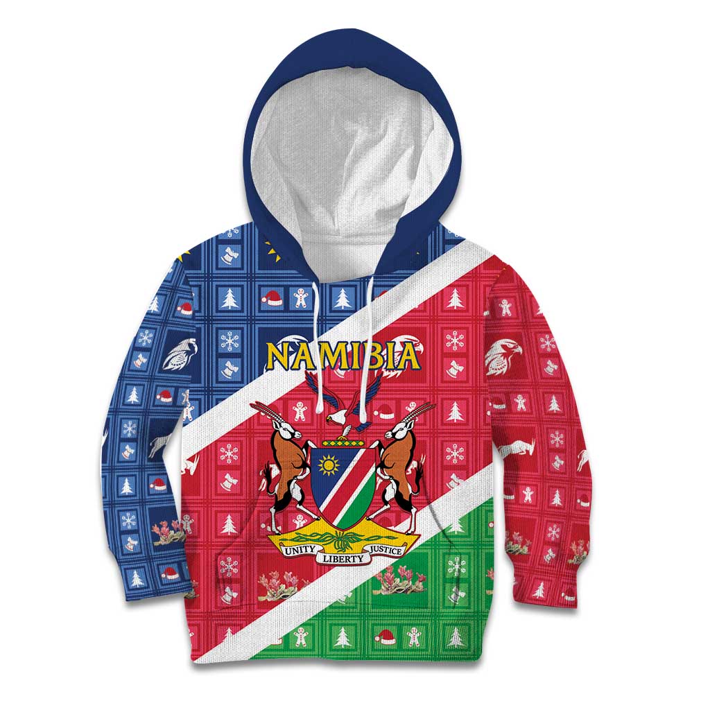 Namibia Christmas Kid Hoodie Coat Of Arms Frohe Weihnachten - Wonder Print Shop