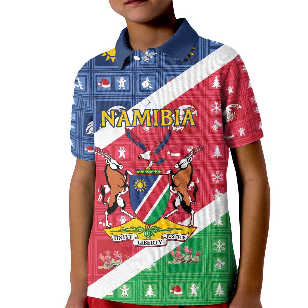 Namibia Christmas Kid Polo Shirt Coat Of Arms Frohe Weihnachten - Wonder Print Shop