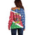 Namibia Christmas Off Shoulder Sweater Coat Of Arms Frohe Weihnachten - Wonder Print Shop