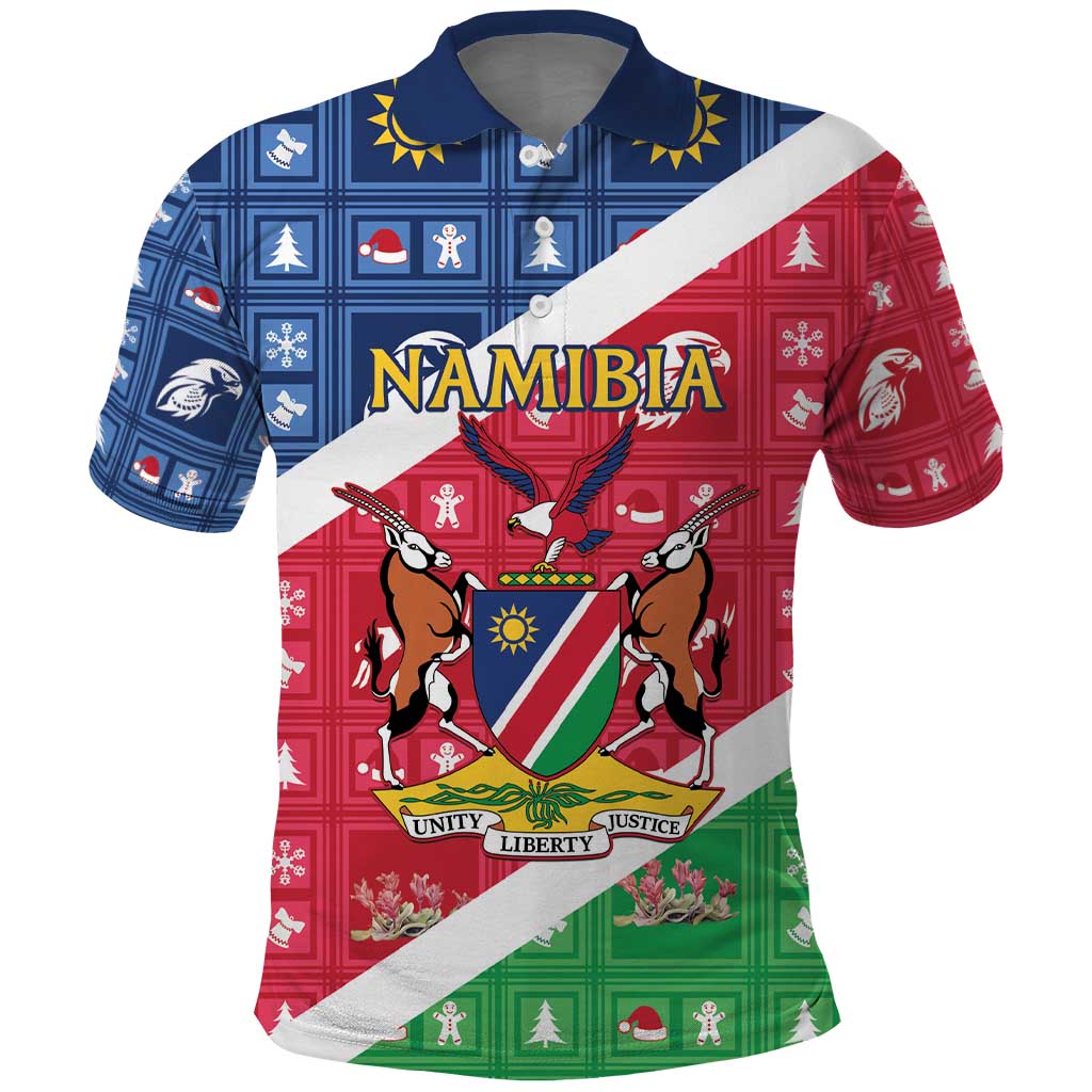 Namibia Christmas Polo Shirt Coat Of Arms Frohe Weihnachten