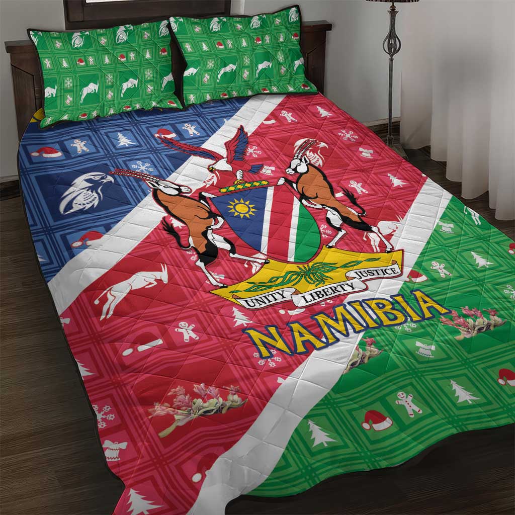 Namibia Christmas Quilt Bed Set Coat Of Arms Frohe Weihnachten - Wonder Print Shop