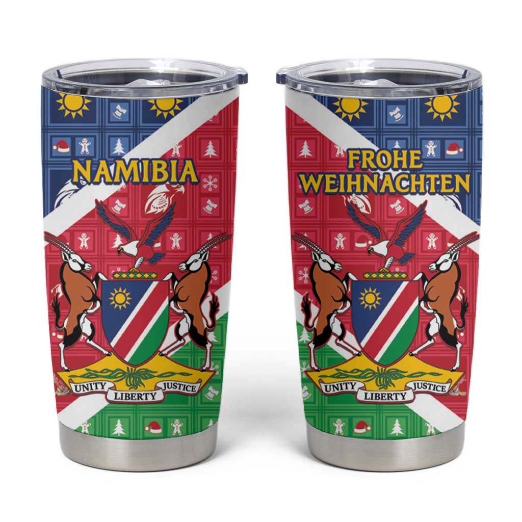 Namibia Christmas Tumbler Cup Coat Of Arms Frohe Weihnachten - Wonder Print Shop