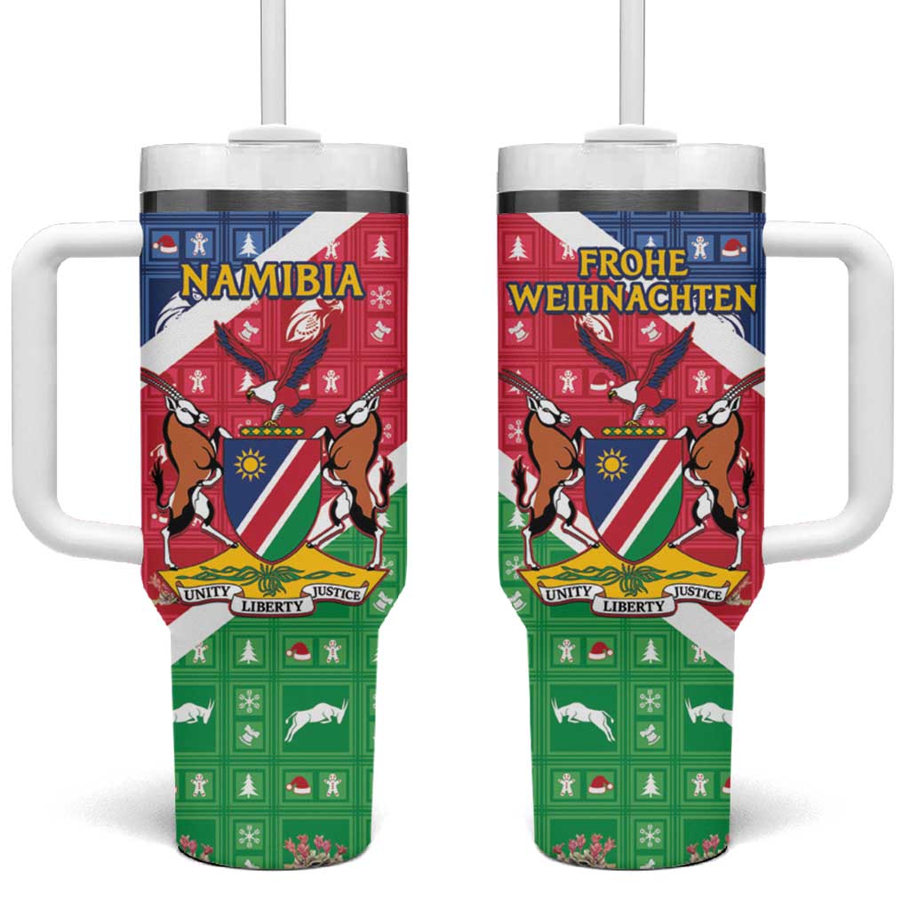 Namibia Christmas Tumbler With Handle Coat Of Arms Frohe Weihnachten - Wonder Print Shop