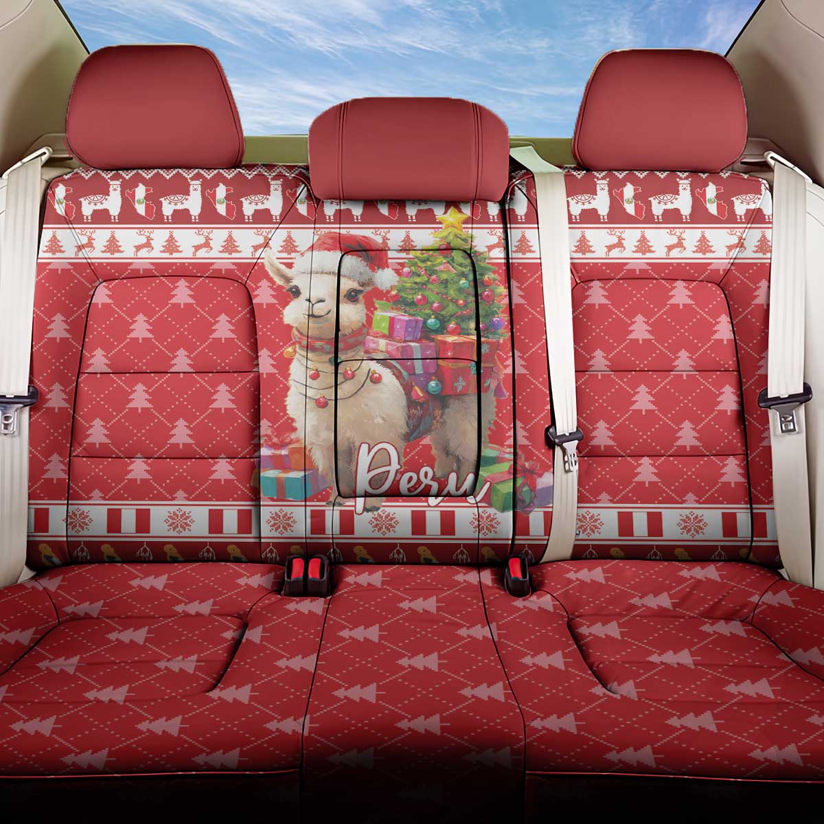 Peru Christmas Back Car Seat Cover Peruvian Alpaca Feliz Navidad - Wonder Print Shop