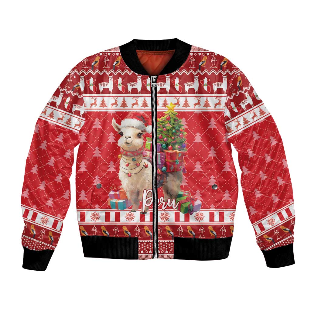 Peru Christmas Bomber Jacket Peruvian Alpaca Feliz Navidad - Wonder Print Shop