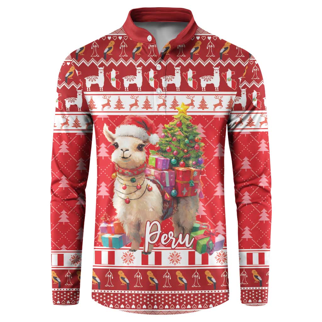 Peru Christmas Button Sweatshirt Peruvian Alpaca Feliz Navidad - Wonder Print Shop