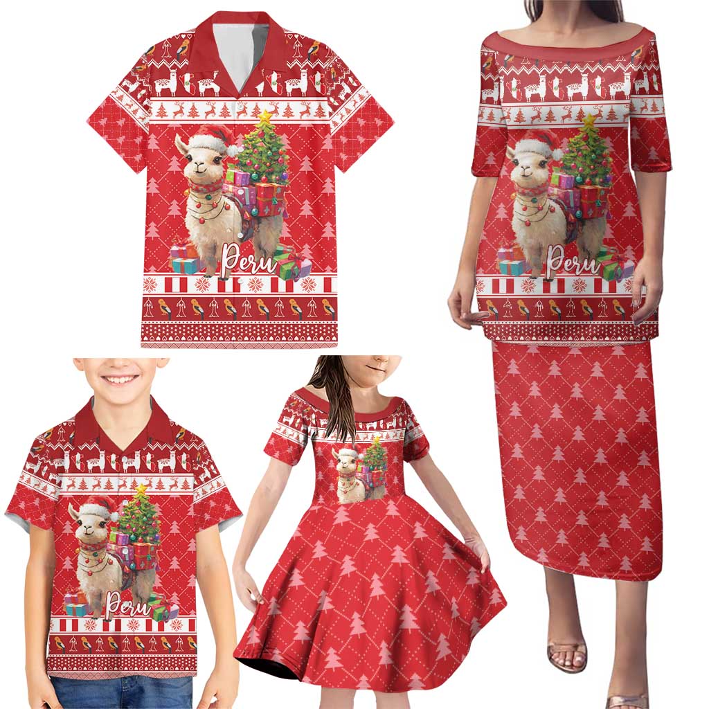 Peru Christmas Family Matching Puletasi and Hawaiian Shirt Peruvian Alpaca Feliz Navidad - Wonder Print Shop