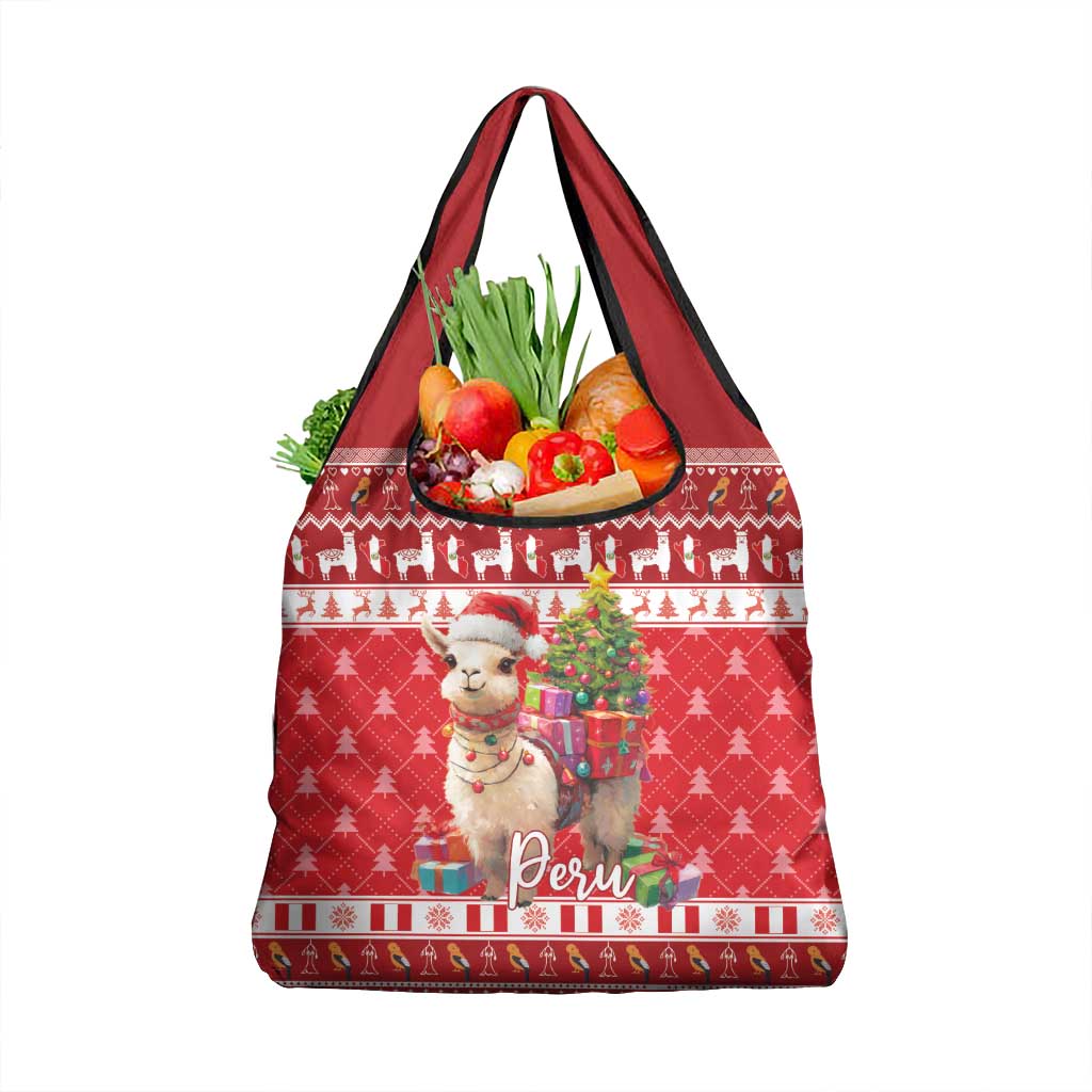 Peru Christmas Grocery Bag Peruvian Alpaca Feliz Navidad