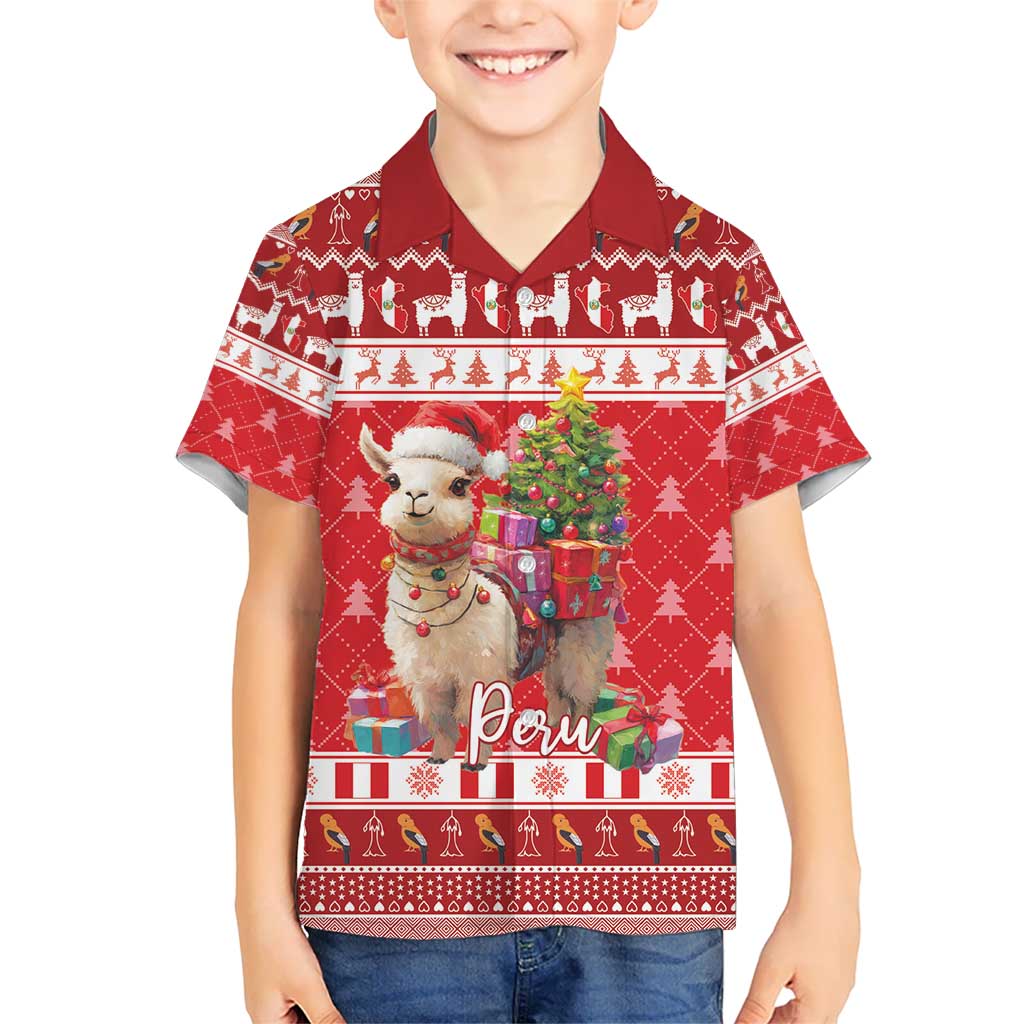 Peru Christmas Kid Hawaiian Shirt Peruvian Alpaca Feliz Navidad - Wonder Print Shop