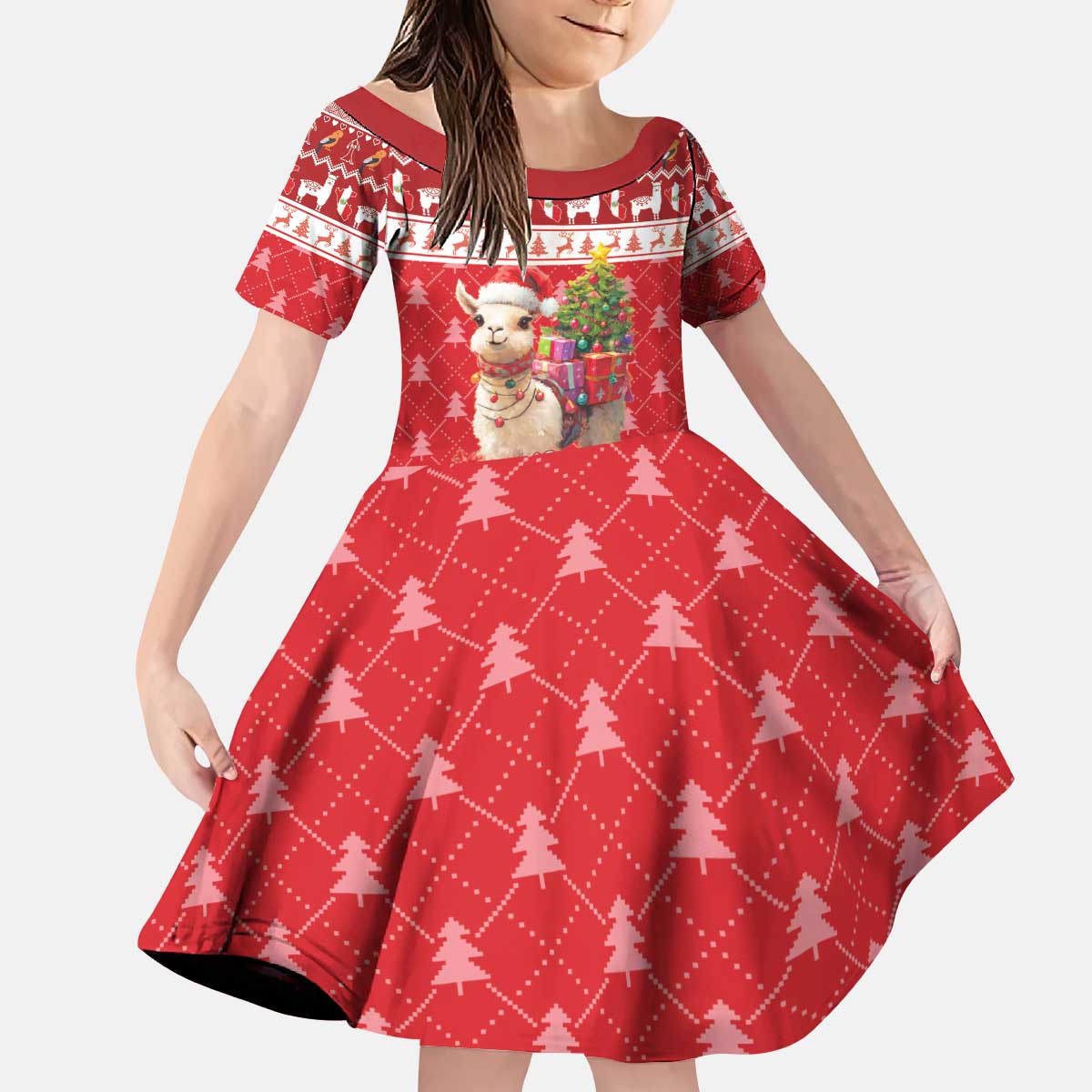 Peru Christmas Kid Short Sleeve Dress Peruvian Alpaca Feliz Navidad - Wonder Print Shop