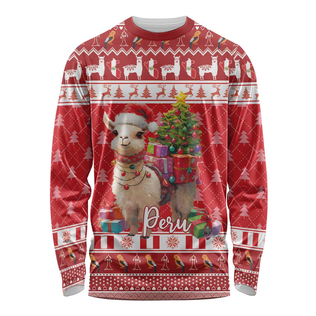 Peru Christmas Long Sleeve Shirt Peruvian Alpaca Feliz Navidad - Wonder Print Shop