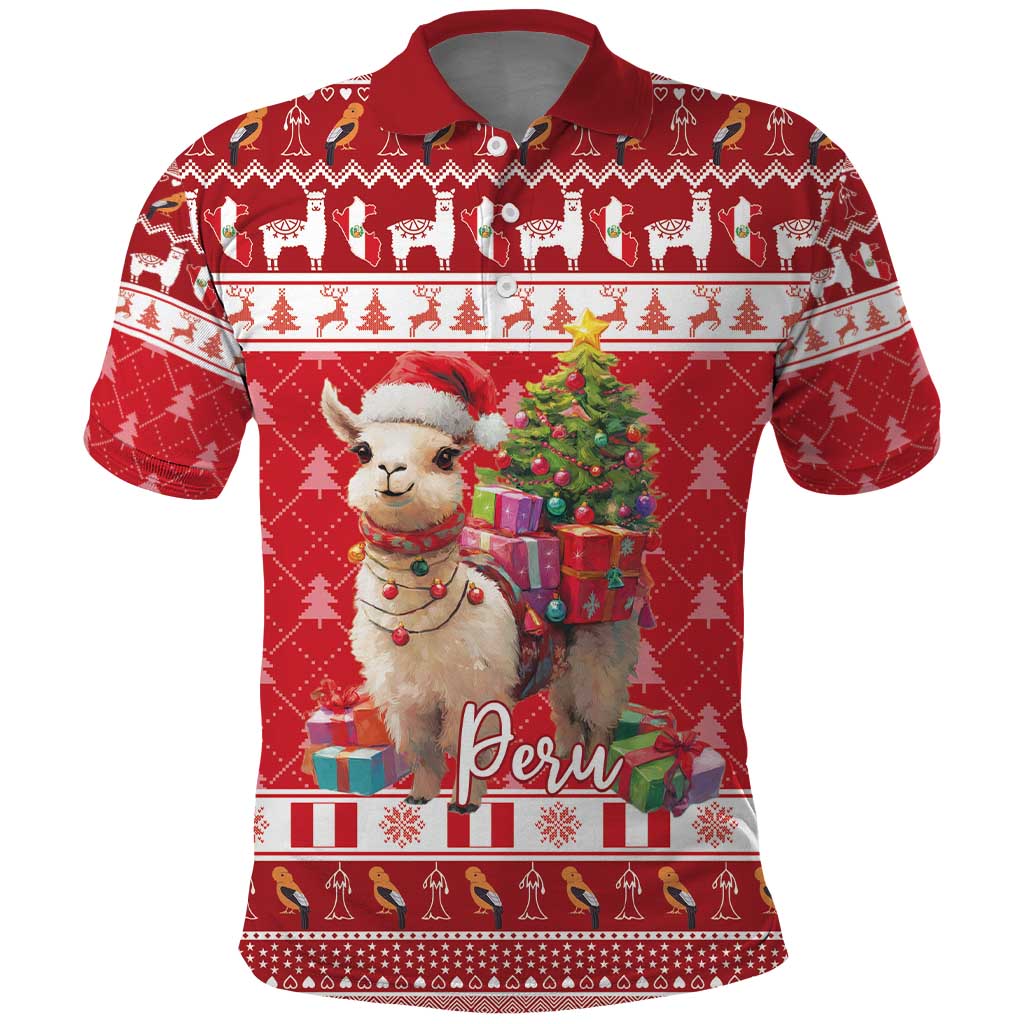 Peru Christmas Polo Shirt Peruvian Alpaca Feliz Navidad