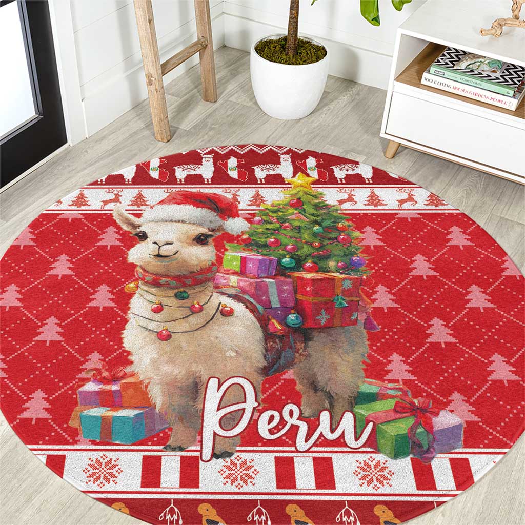 Peru Christmas Round Carpet Peruvian Alpaca Feliz Navidad