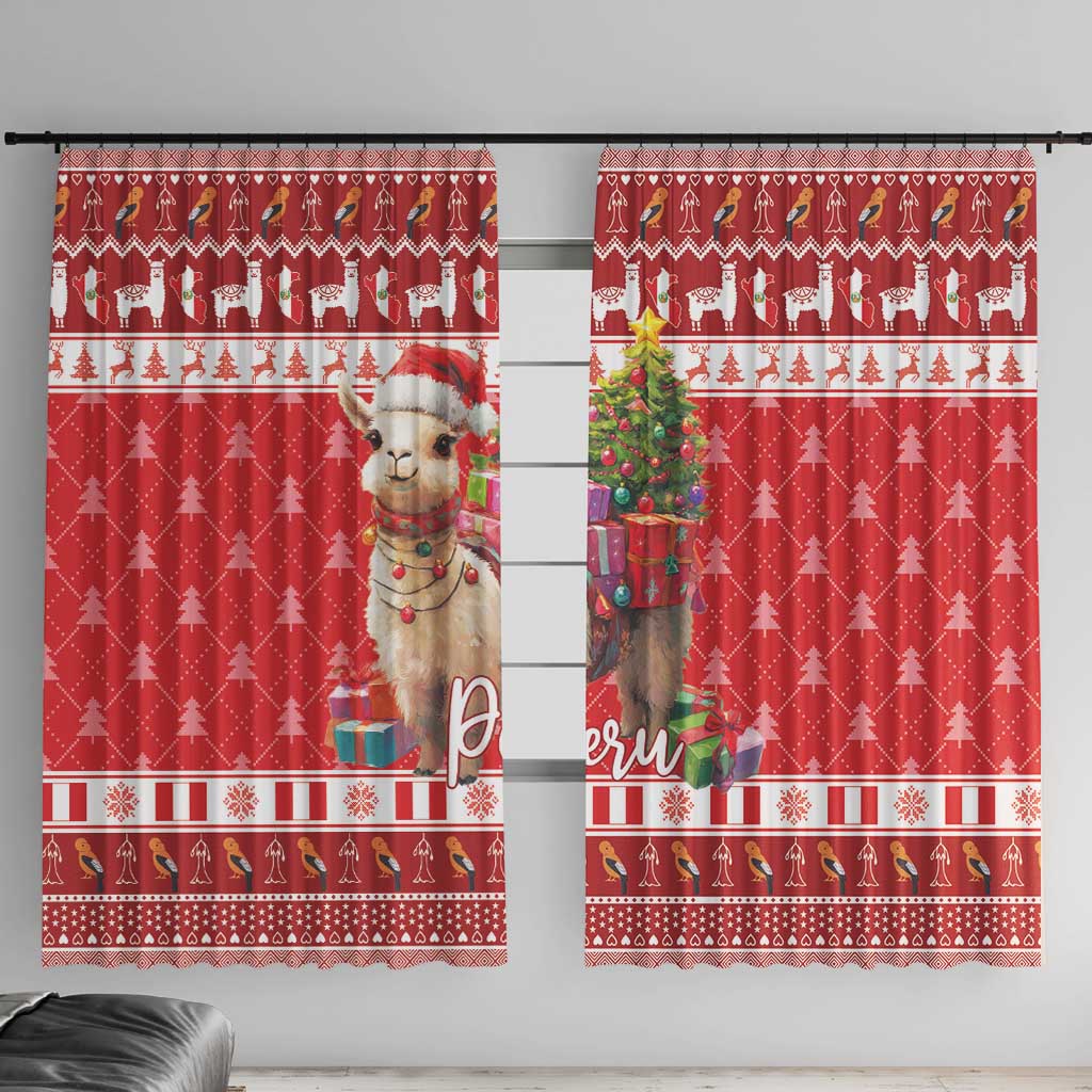 Peru Christmas Window Curtain Peruvian Alpaca Feliz Navidad - Wonder Print Shop