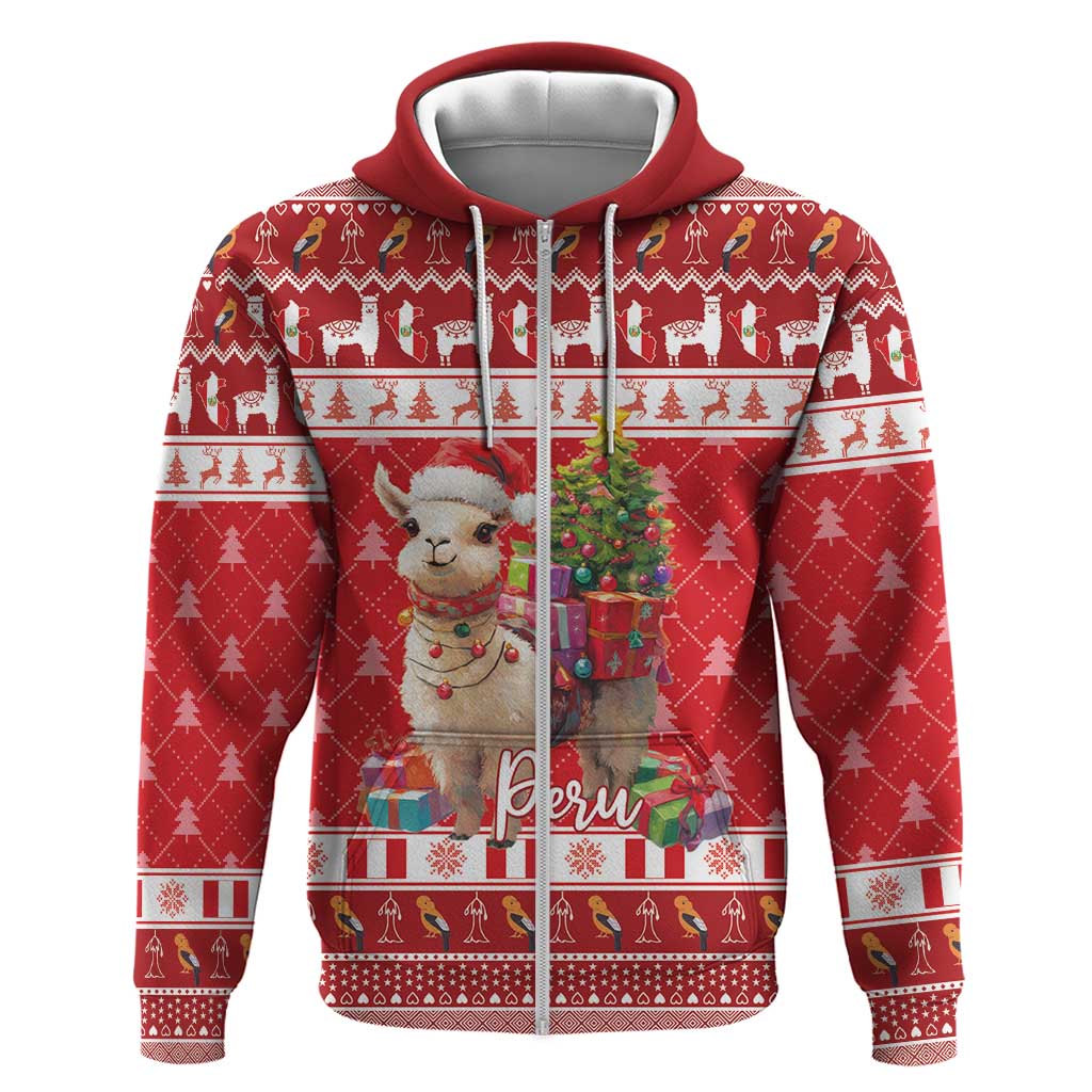 Peru Christmas Zip Hoodie Peruvian Alpaca Feliz Navidad - Wonder Print Shop