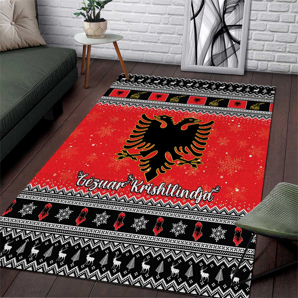 Albania Christmas Area Rug Albanian Eagle Gezuar Krishtlindja