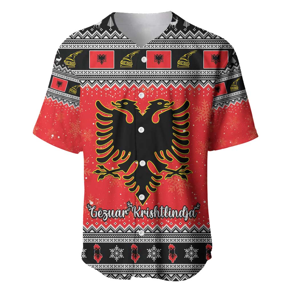 Albania Christmas Baseball Jersey Albanian Eagle Gezuar Krishtlindja - Wonder Print Shop