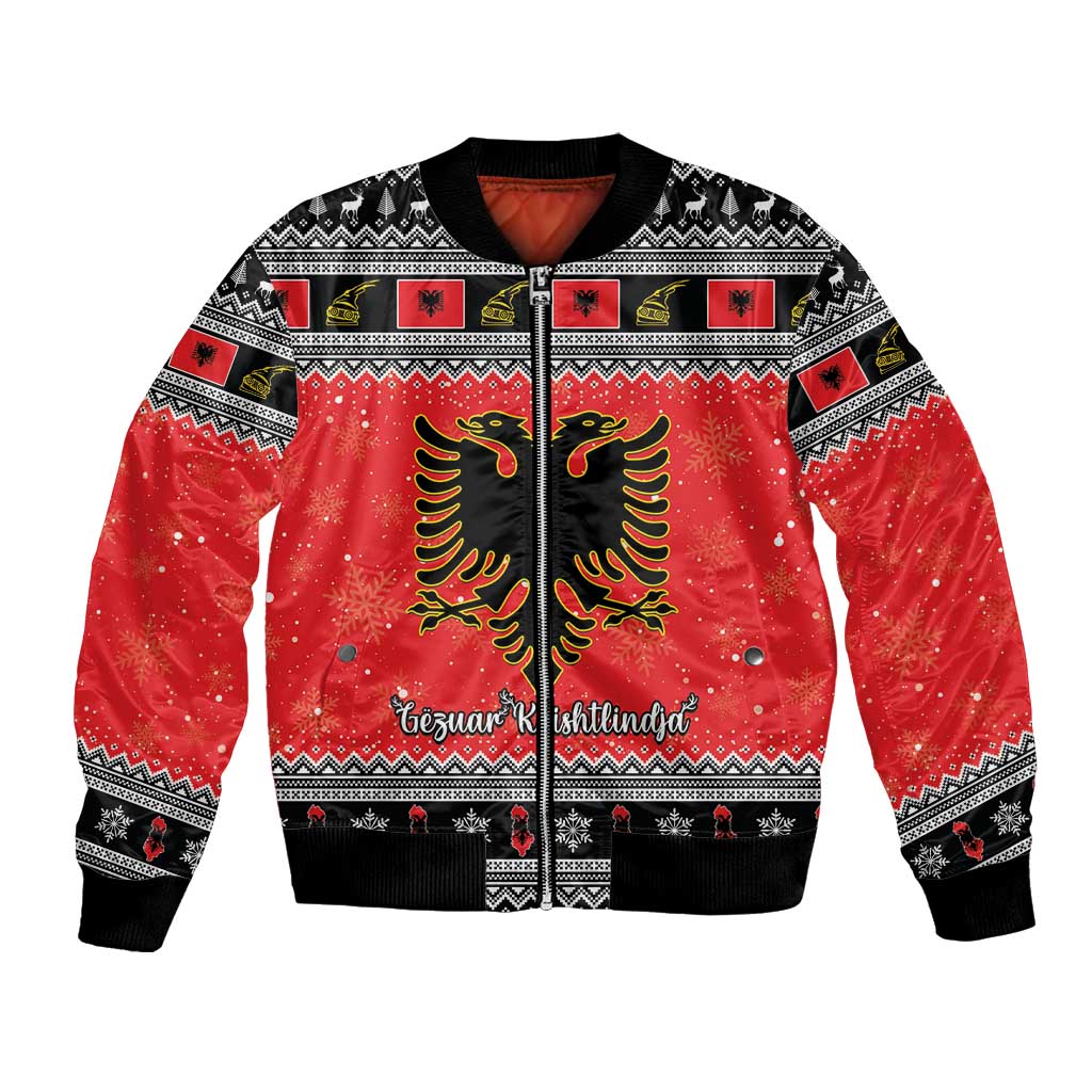 Albania Christmas Bomber Jacket Albanian Eagle Gezuar Krishtlindja - Wonder Print Shop