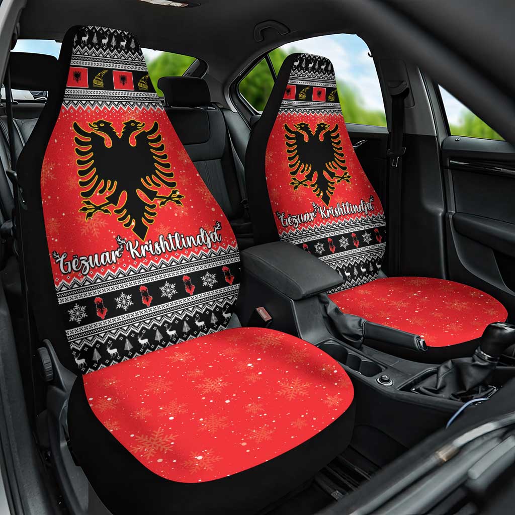 Albania Christmas Car Seat Cover Albanian Eagle Gezuar Krishtlindja - Wonder Print Shop