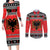 Albania Christmas Couples Matching Long Sleeve Bodycon Dress and Long Sleeve Button Shirt Albanian Eagle Gezuar Krishtlindja - Wonder Print Shop