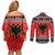 Albania Christmas Couples Matching Off Shoulder Short Dress and Long Sleeve Button Shirt Albanian Eagle Gezuar Krishtlindja - Wonder Print Shop