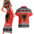 Albania Christmas Couples Matching Short Sleeve Bodycon Dress and Hawaiian Shirt Albanian Eagle Gezuar Krishtlindja - Wonder Print Shop