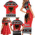 Albania Christmas Family Matching Short Sleeve Bodycon Dress and Hawaiian Shirt Albanian Eagle Gezuar Krishtlindja - Wonder Print Shop