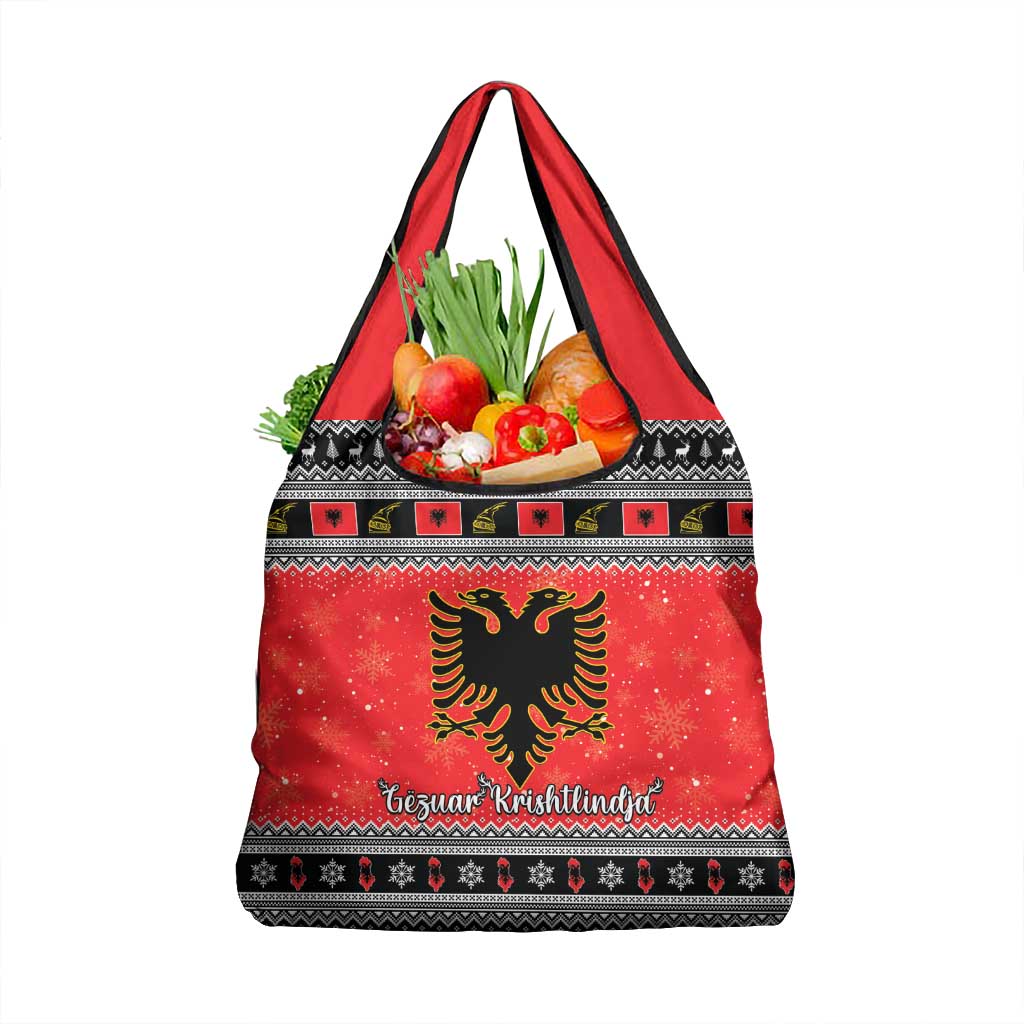 Albania Christmas Grocery Bag Albanian Eagle Gezuar Krishtlindja