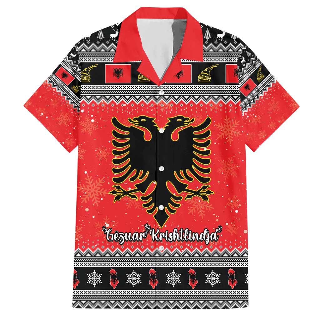 Albania Christmas Hawaiian Shirt Albanian Eagle Gezuar Krishtlindja - Wonder Print Shop