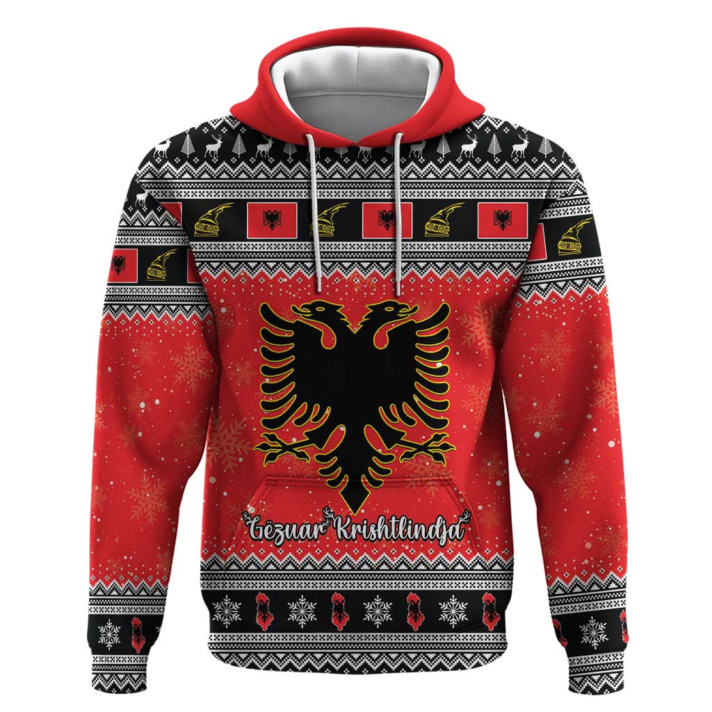 Albania Christmas Hoodie Albanian Eagle Gezuar Krishtlindja - Wonder Print Shop