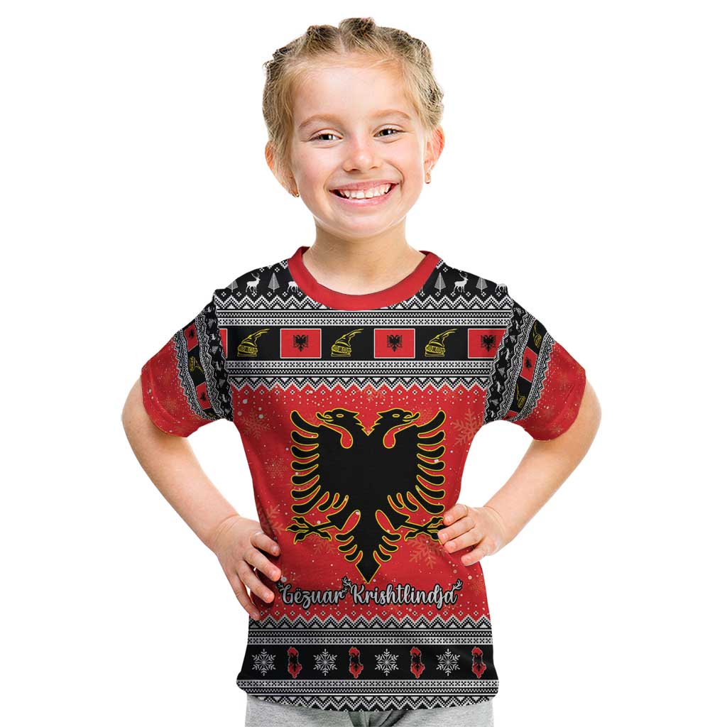 Albania Christmas Kid T Shirt Albanian Eagle Gezuar Krishtlindja - Wonder Print Shop