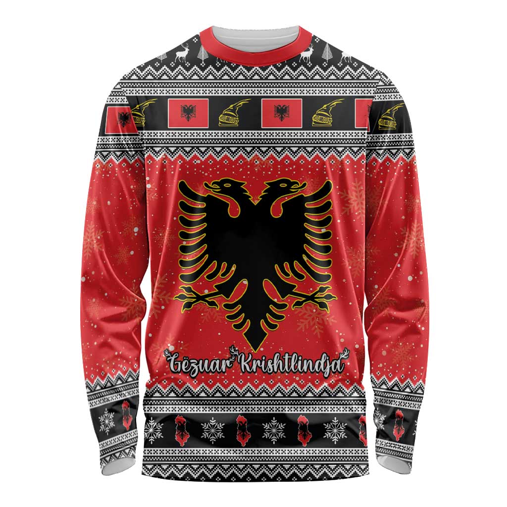 Albania Christmas Long Sleeve Shirt Albanian Eagle Gezuar Krishtlindja - Wonder Print Shop