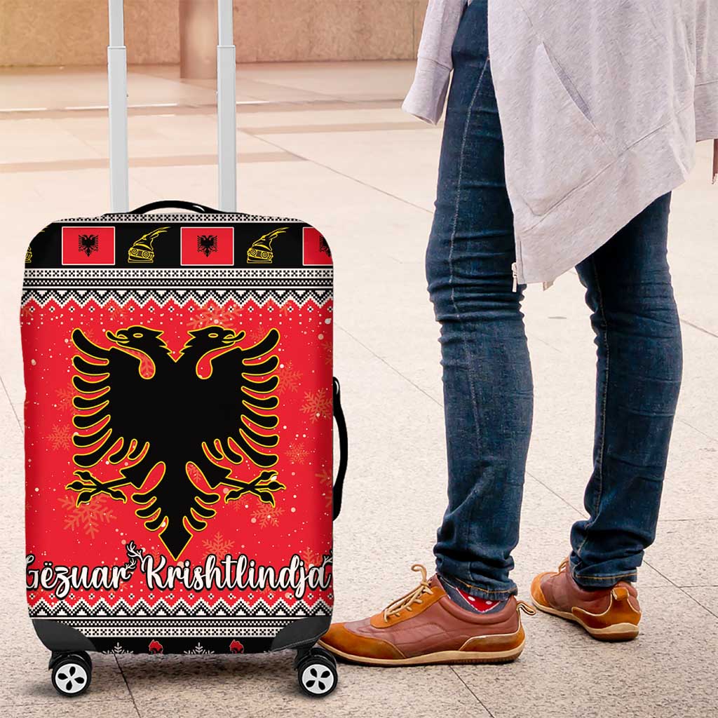 Albania Christmas Luggage Cover Albanian Eagle Gezuar Krishtlindja