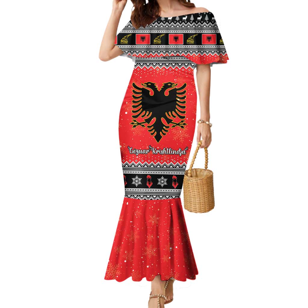 Albania Christmas Mermaid Dress Albanian Eagle Gezuar Krishtlindja - Wonder Print Shop