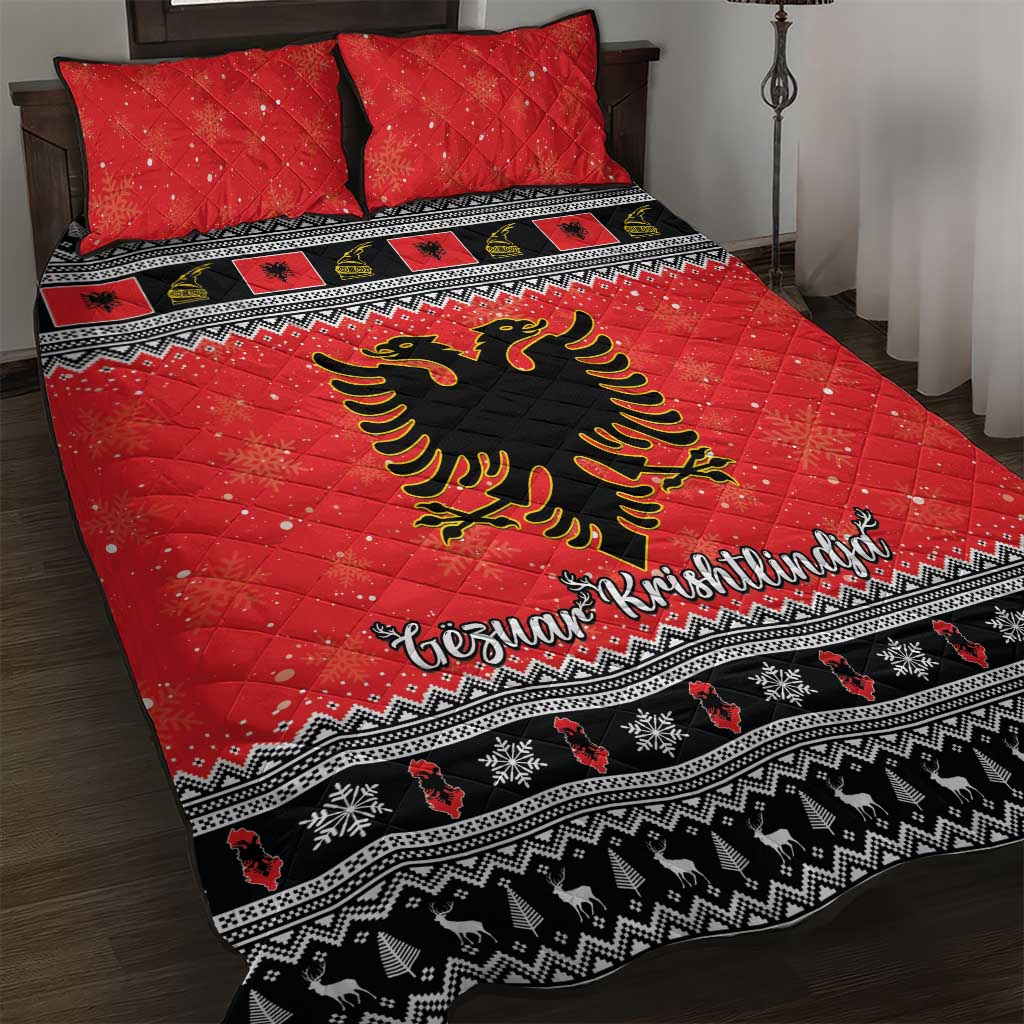 Albania Christmas Quilt Bed Set Albanian Eagle Gezuar Krishtlindja - Wonder Print Shop