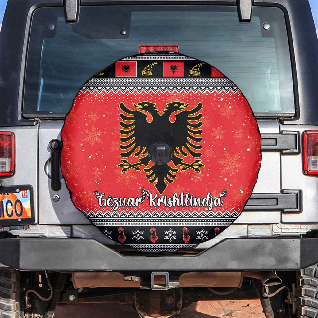 Albania Christmas Spare Tire Cover Albanian Eagle Gezuar Krishtlindja - Wonder Print Shop