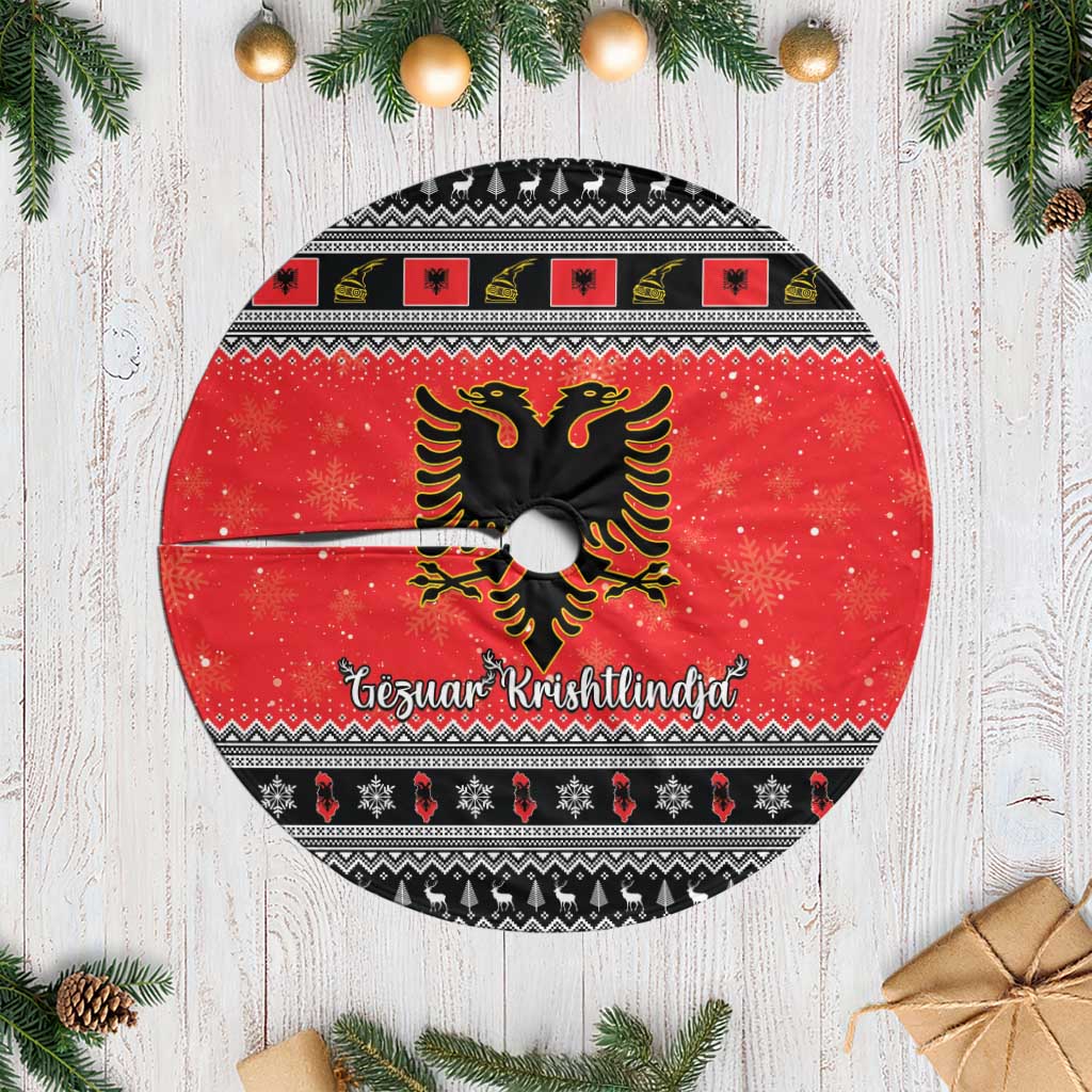 Albania Christmas Tree Skirt Albanian Eagle Gezuar Krishtlindja - Wonder Print Shop