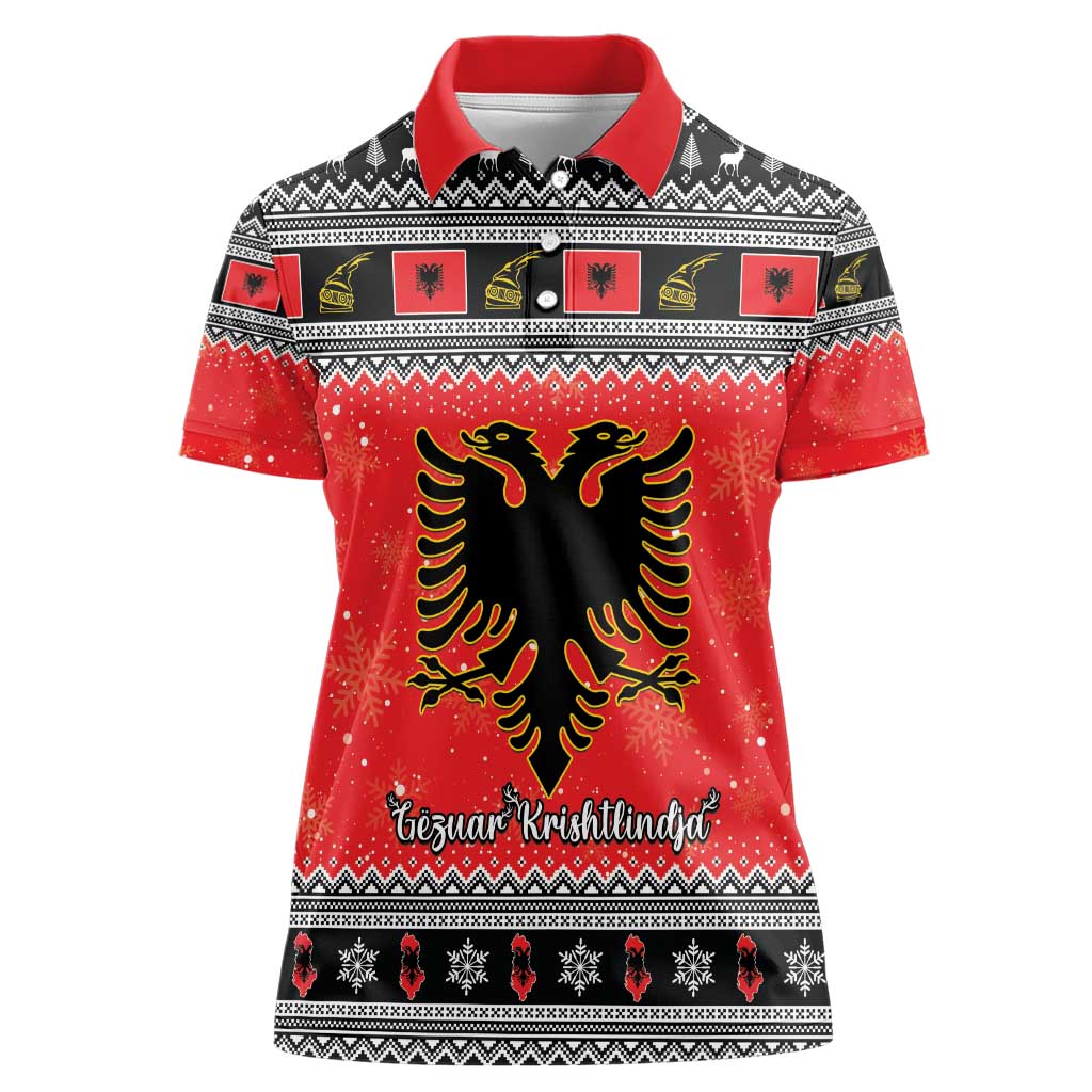 Albania Christmas Women Polo Shirt Albanian Eagle Gezuar Krishtlindja - Wonder Print Shop