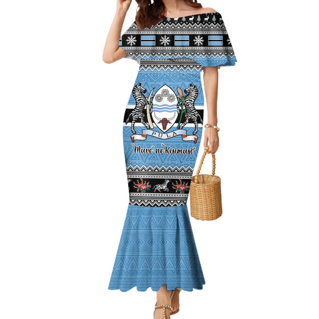 Botswana Christmas Mermaid Dress Coat Of Arms Muve neKisimusi - Wonder Print Shop