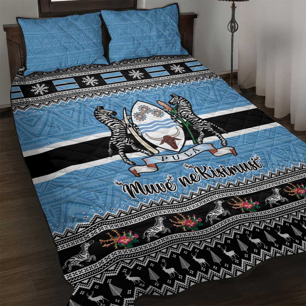 Botswana Christmas Quilt Bed Set Coat Of Arms Muve neKisimusi - Wonder Print Shop